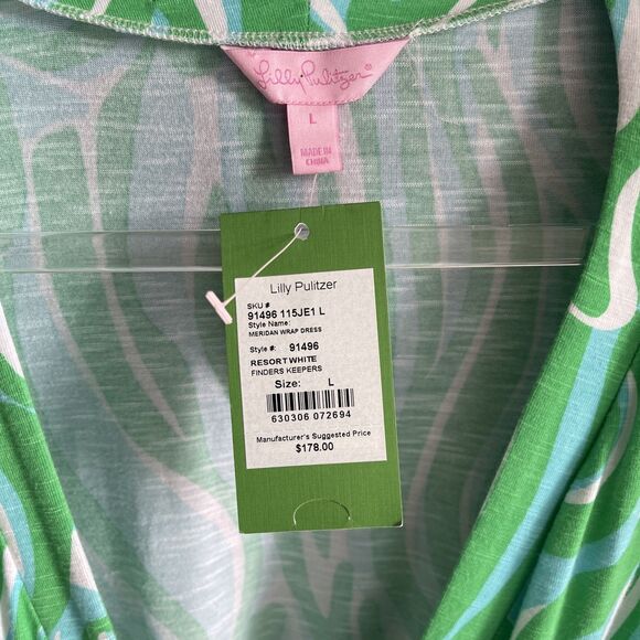 Lilly Pulitzer Meridan Wrap Dress Resort White Finders Keepers L - Picture 3 of 8